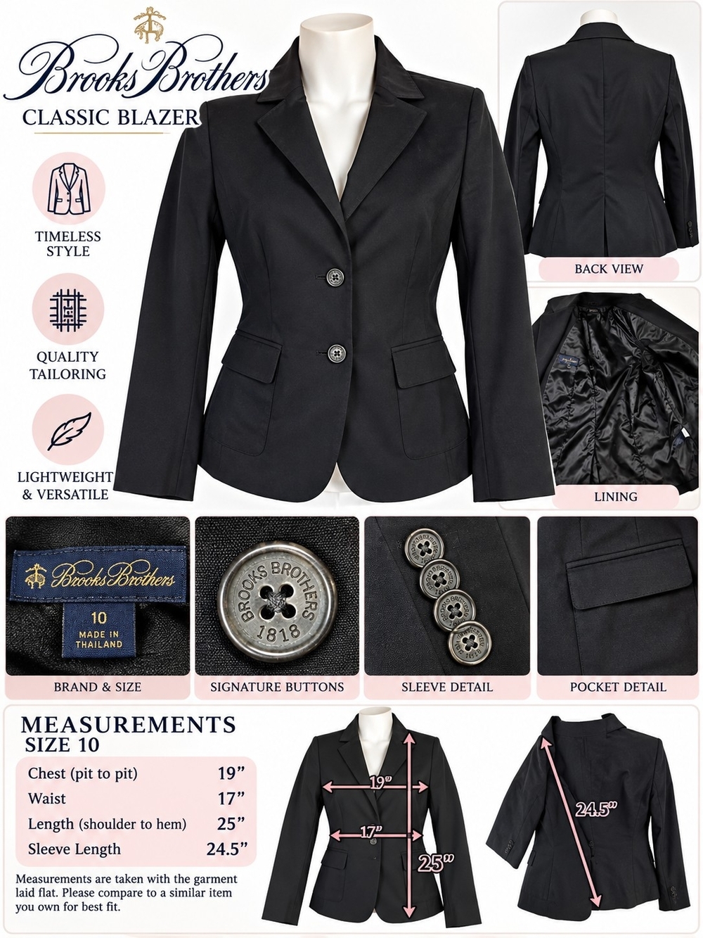 Brooks Brothers Women’s Classic Blazer – Size 10
